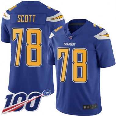 Los Angeles Chargers NFL Football Trent Scott Electric Blue Jersey Men Limited #78 100th Season Rush Vapor Untouchable->los angeles chargers->NFL Jersey